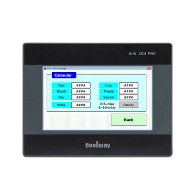 Coolmay 4.3'' HMI PLC الكل في واحد شاشة لمس ملونة حقيقية مدمجة 65536 منفذ RS232/RS485 متوافق مع 485P FX3G/FX3U/FX3S مع درجة حرارة رقمية لنظام المياه EX3G-8043H-24MR